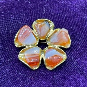 Beautiful gold tone real gems brooch